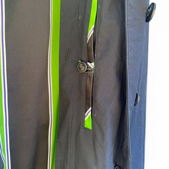 Kate Spade Song Airlines Flight Attendant Black Belted Raincoat Womens Size M - Picture 5 of 6